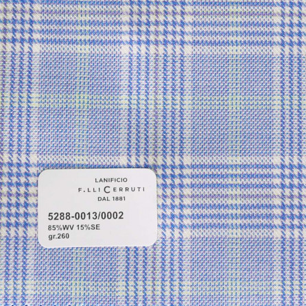 5288-0013/0002 Cerruti Lanificio - Vải Suit 100% Wool - Xanh Dương Caro
